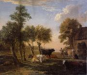 REMBRANDT Harmenszoon van Rijn Cows in the Meadow near a Farm Germany oil painting artist